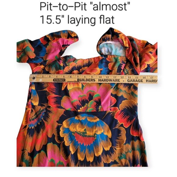 Farm Rio Floral Crepe Midi Dress Smocked Back Square Neck Viscose Size S - Picture 9 of 16